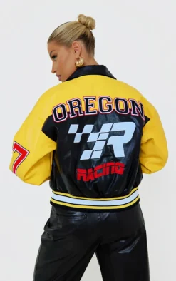 PrettyLittleThing Faux Leather Jackets*Faux Leather Motocross Racer Bomber Jacket