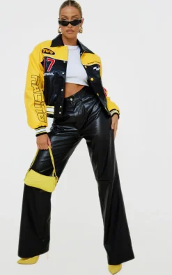 PrettyLittleThing Faux Leather Jackets*Faux Leather Motocross Racer Bomber Jacket