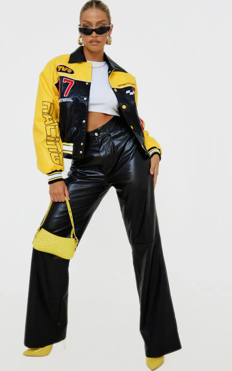 PrettyLittleThing Faux Leather Jackets*Faux Leather Motocross Racer Bomber Jacket