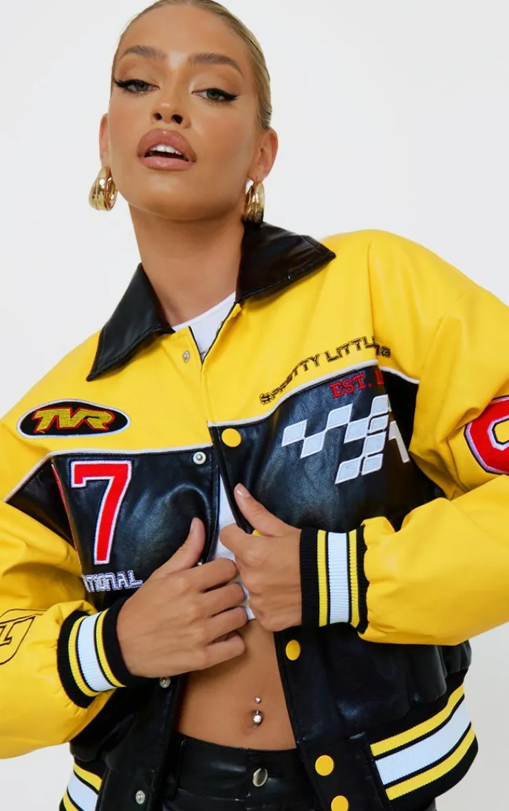 PrettyLittleThing Faux Leather Jackets*Faux Leather Motocross Racer Bomber Jacket