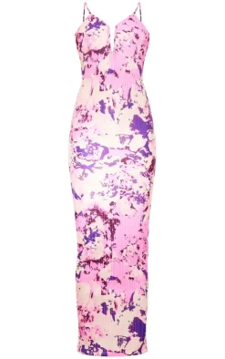 Abstract Plisse Wired Plunge Ruched Bum Maxi Dress-PrettyLittleThing Discount