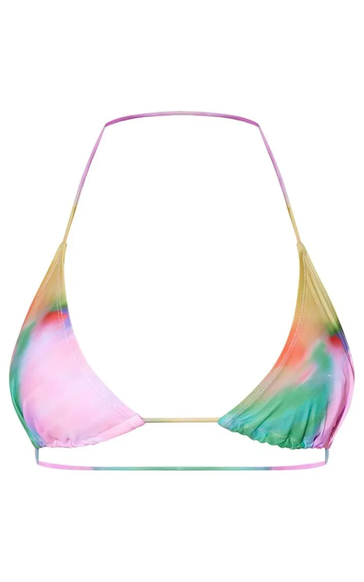 Purple Abstract Printed Bikini Top