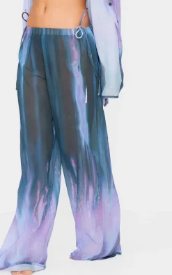 Purple Blur Tie Dye Print Beach Pants