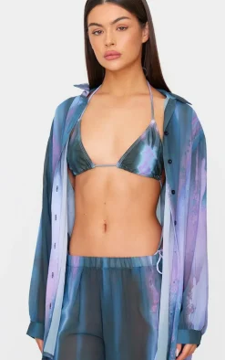 Purple Blur Tie Dye Print Beach Pants