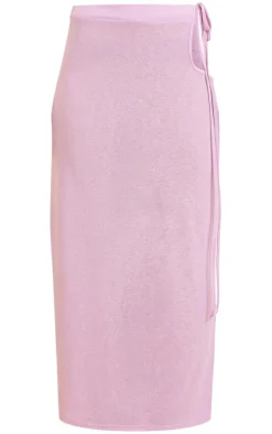 Purple Burnout Mesh Tie Side Midaxi Skirt