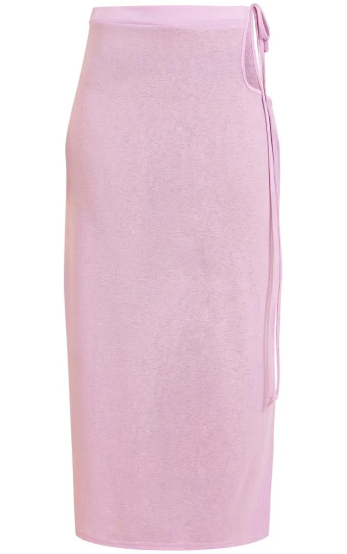 Purple Burnout Mesh Tie Side Midaxi Skirt