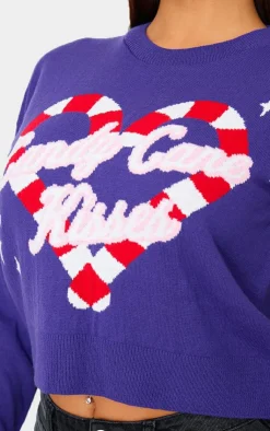 PrettyLittleThing Sweaters*Candy Cane Kisses Cropped Christmas Sweater