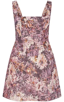 Floral Jacquard Print Corset Mini Shift Dress-PrettyLittleThing Best