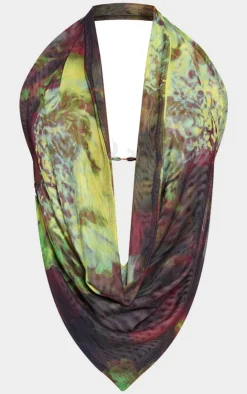 Outlet PrettyLittleThing Floral Print Mesh Cowl Backless Top Purple