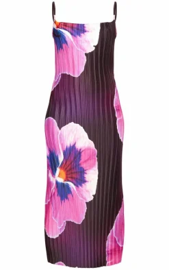 Floral Print Plisse Cowl Neck Maxi Dress-PrettyLittleThing Hot