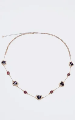 PrettyLittleThing Body Jewelry*Heart And Jewel Detail Belly Chain