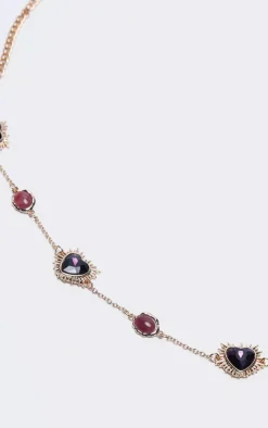 PrettyLittleThing Body Jewelry*Heart And Jewel Detail Belly Chain