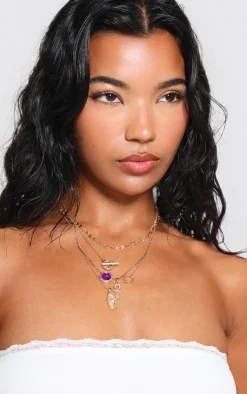 PrettyLittleThing Necklaces*Jewel Charm Detail Layered Necklace