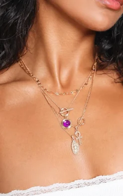 PrettyLittleThing Necklaces*Jewel Charm Detail Layered Necklace