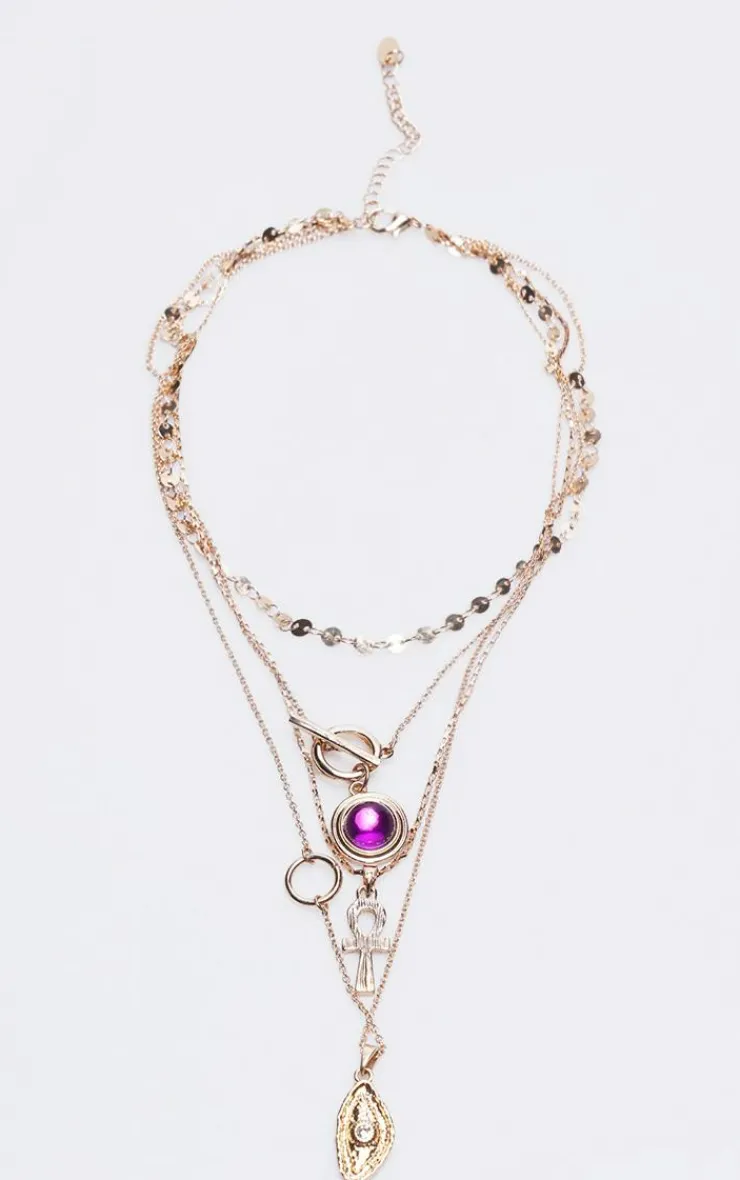 PrettyLittleThing Necklaces*Jewel Charm Detail Layered Necklace