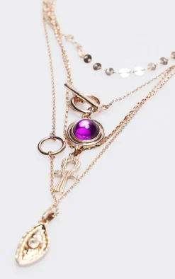 PrettyLittleThing Necklaces*Jewel Charm Detail Layered Necklace