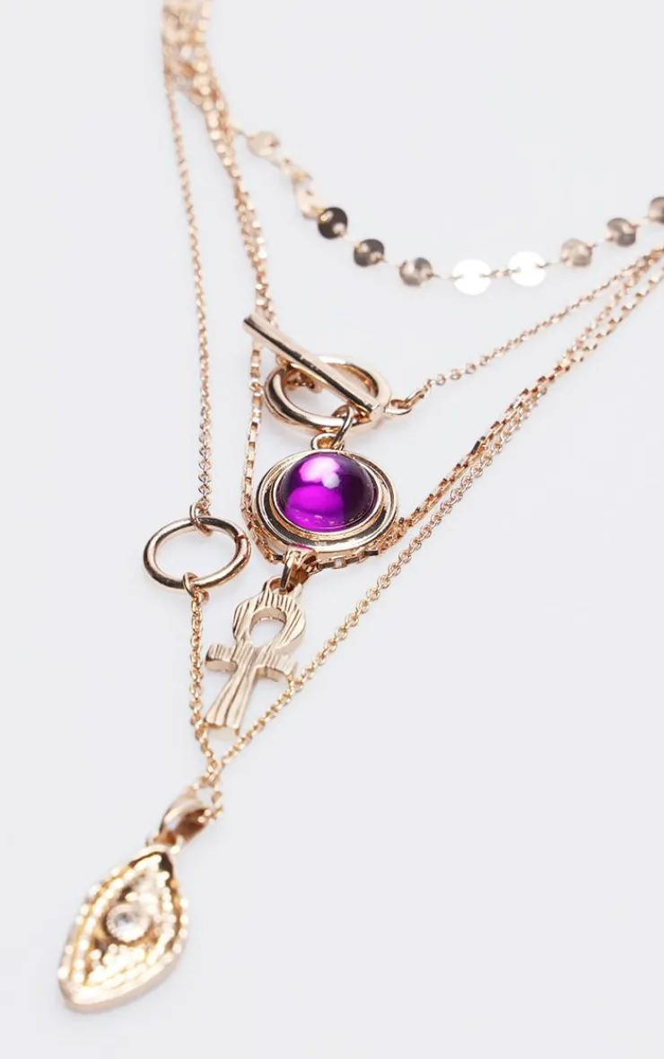 PrettyLittleThing Necklaces*Jewel Charm Detail Layered Necklace