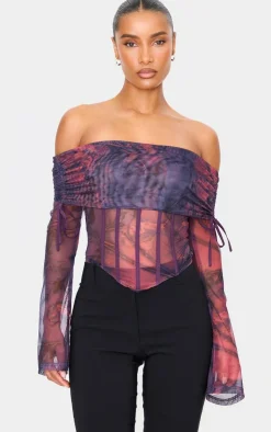 PrettyLittleThing Corsets*Mesh Bardot Boning Corset
