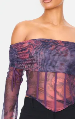 PrettyLittleThing Corsets*Mesh Bardot Boning Corset