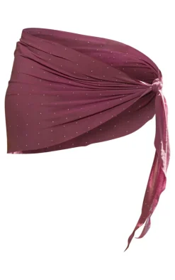 Purple Mesh Hot Fix Tie Side Beach Sarong