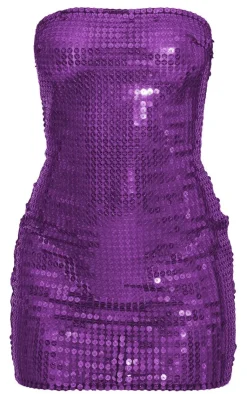Sheer Sequin Bandeau Mini Dress-PrettyLittleThing New