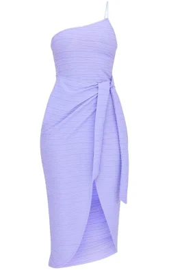 Textured Strappy One Shoulder Wrap Midi Dress-PrettyLittleThing Hot