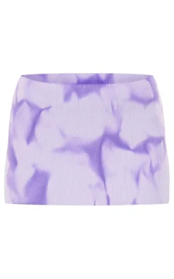 Outlet PrettyLittleThing Tie Dye Rib Knit Mini Skirt Purple