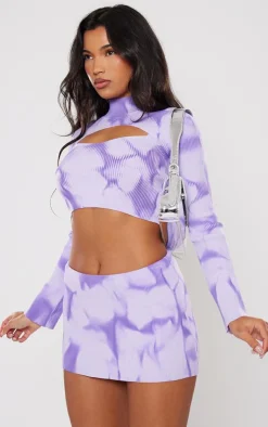 Clearance PrettyLittleThing Tie Dye Rib Knit Sleeves Purple
