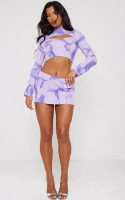 Clearance PrettyLittleThing Tie Dye Rib Knit Sleeves Purple