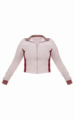 Clearance PrettyLittleThing Velvet Fitted Front Zip Track Top Purple