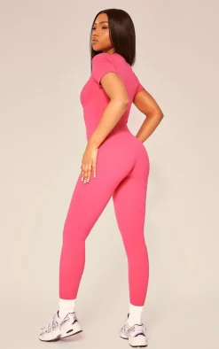 PrettyLittleThing Gym Wear*Sculpt Short Sleeved Unitard