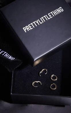 PrettyLittleThing Hoop Earrings*Real Plated Dainty Huggie 2 Pack Hoop Earrings