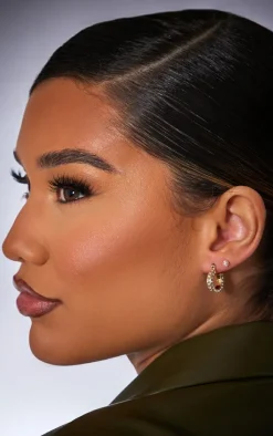 PrettyLittleThing Hoop Earrings*Real Plated Diamante Mini Hoop Earrings