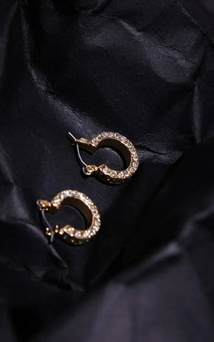 PrettyLittleThing Hoop Earrings*Real Plated Diamante Mini Hoop Earrings