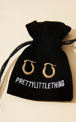 PrettyLittleThing Hoop Earrings*Real Plated Mini Twist Detail Thin Hoop Earrings