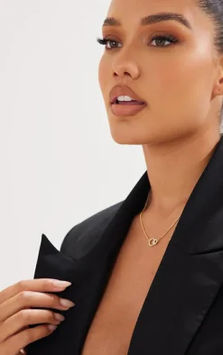 PrettyLittleThing Necklaces*Real Plated Paved Circle Link Necklace