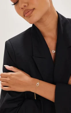 PrettyLittleThing Bracelets*Real Plated Paved Circle Link Pully Bracelet