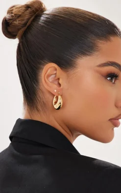 PrettyLittleThing Hoop Earrings*Real Plated Thick Tubular Hoop Earrings