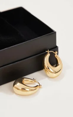 PrettyLittleThing Hoop Earrings*Real Plated Thick Tubular Hoop Earrings