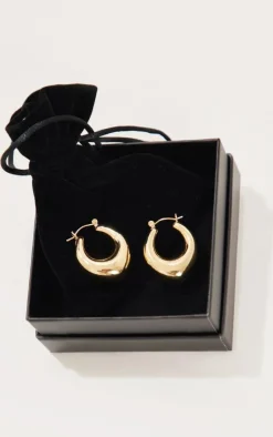 PrettyLittleThing Hoop Earrings*Real Plated Thick Tubular Hoop Earrings