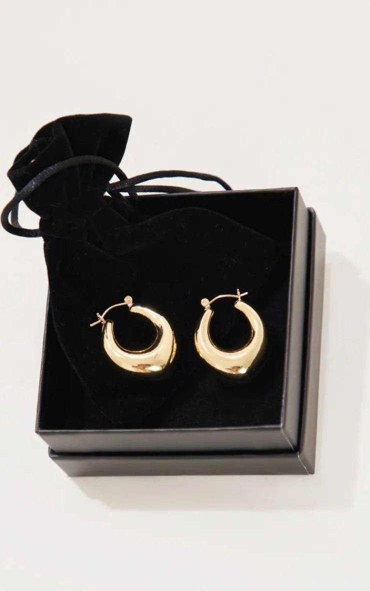 PrettyLittleThing Hoop Earrings*Real Plated Thick Tubular Hoop Earrings
