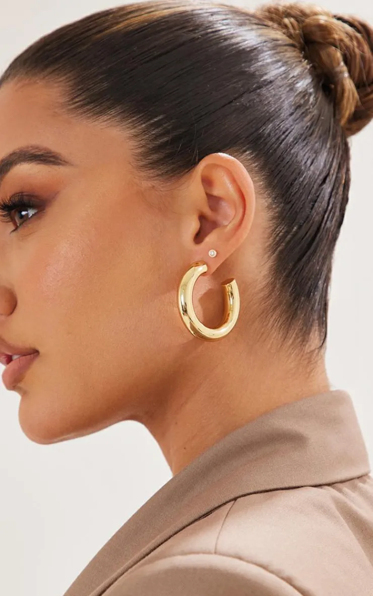 PrettyLittleThing Hoop Earrings*Real Plated Tubular Hoop Earrings