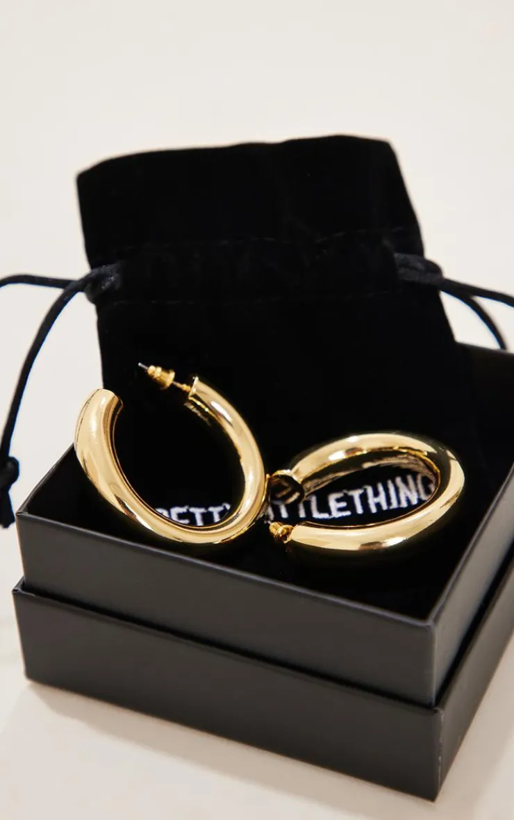 PrettyLittleThing Hoop Earrings*Real Plated Tubular Hoop Earrings