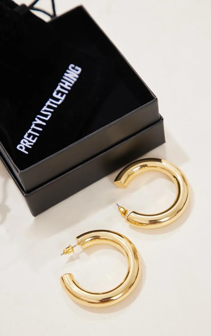 PrettyLittleThing Hoop Earrings*Real Plated Tubular Hoop Earrings