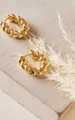 PrettyLittleThing Hoop Earrings*Real Plated Twisted Mini Hoop Earrings