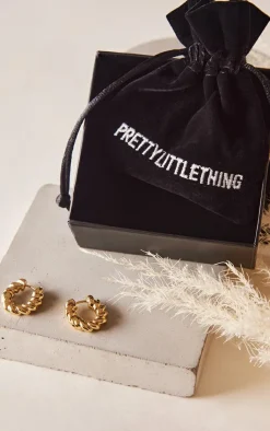 PrettyLittleThing Hoop Earrings*Real Plated Twisted Mini Hoop Earrings