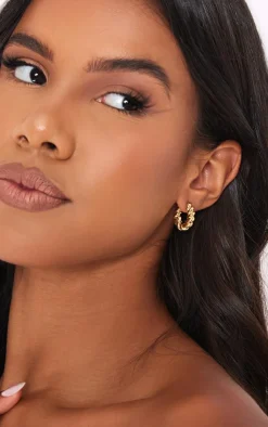 PrettyLittleThing Hoop Earrings*Real Plated Twisted Mini Hoop Earrings