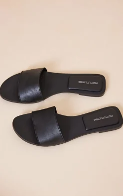 PrettyLittleThing Mules*Real Leather Round Toe Basic Strap Mule Sandals