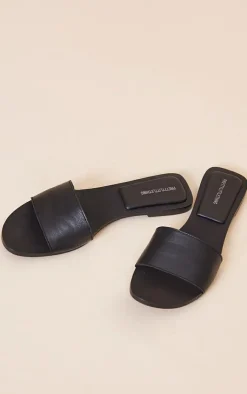 PrettyLittleThing Mules*Real Leather Round Toe Basic Strap Mule Sandals