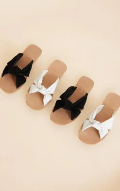 PrettyLittleThing Mules*Real Leather Square Toe Twisted Knot Mule Sandals
